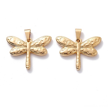 304 Stainless Steel Pendants, Dragonfly, Golden, 27.5x36x4mm, Hole: 4x8mm