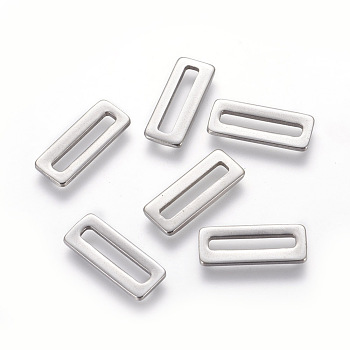 201 Stainless Steel Linking Rings, Rectangle, Stainless Steel Color, 20x8x1.5mm, Hole: 2.5x16mm