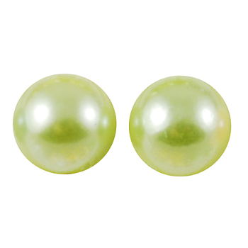 ABS Plastic Imitation Pearl Cabochons, Half Round, Green Yellow, 12x6mm