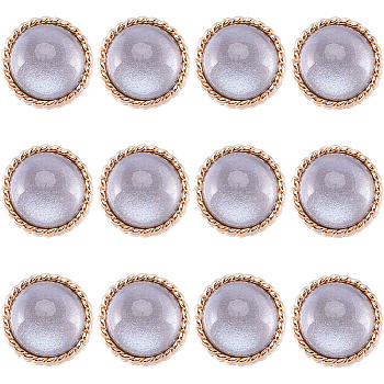 12Pcs ABS Plastic Shank Buttons, with Light Gold Tone Alloy Findings, 1-Hole, Half Round, Gainsboro, 25x16mm, Hole: 2mm