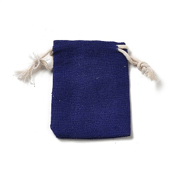 Rectangle Cloth Packing Pouches, Drawstring Bags, Dark Blue, 8.6x7x0.5cm