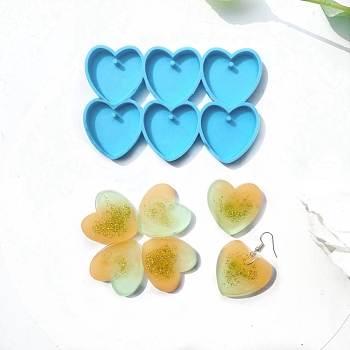 Heart Pendant Silicone Molds, Resin Casting Molds, for UV Resin & Epoxy Resin Jewelry Making, Light Sky Blue, 72.5x113x7.5mm, Hole: 3mm, Inner Diameter: 36x30.5mm