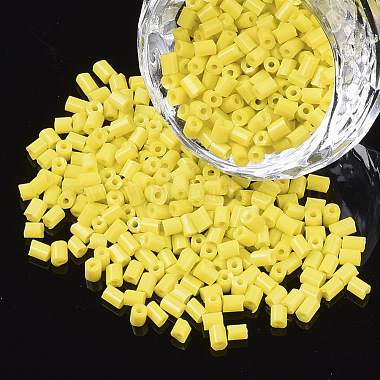 Yellow Hexagon(Two Cut) Glass Beads