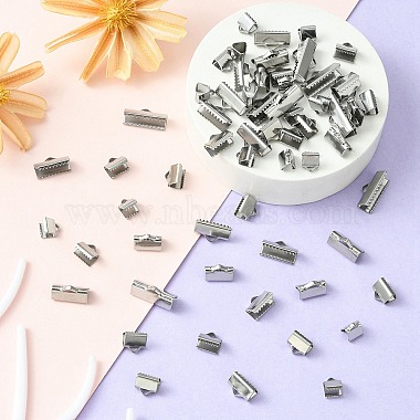 304 Stainless Steel Ribbon Crimp Ends(STAS-YW0001-78B)-2