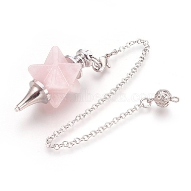 Platinum Pink Star Rose Quartz Big Pendants