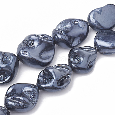 Slate Gray Nuggets Shell Pearl Beads