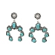 Flower Synthetic Turquoise Dangle Stud Earrings(EJEW-G370-04AS)-1