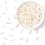 100G Opaque Colours Glass Seed Beads, Round Hole, Rice, Floral White, 12.5x4.5mm, Hole: 0.9~1mm(GLAA-YW0005-23A)