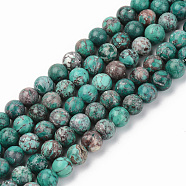 Natural American Turquoise Beads Strands, Dyed & Heated, Round, Teal, 6mm, Hole: 1mm, about 59~60pcs/strand, 15-1/8 inch(38.5cm)(G-S369-001B-B01)