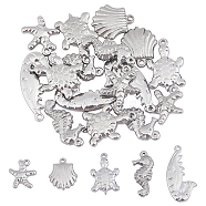 Unicraftale 20Pcs 5 Style 201 & 304 Stainless Steel Charms, Starfish/Sea Stars, Stainless Steel Color, 14~25x9.5~13x3~3.5mm, Hole: 1~1.5mm, 4pcs/style(STAS-UN0029-47)