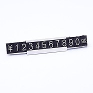 Plastic Number and Monetary Unit For Quoteprice, with Brass Frame, Black, 97x12mm, Brass Frame: 8pcs/box, Number and Monetary Unit: 19sets/box(ODIS-D017)