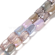 Electroplate Glass Beads Strands, Faceted, Column, Pearl Pink, 6~6.5x4mm, Hole: 0.8mm, about 80pcs/strand, 20.12~20.24 inch(51.1~51.4cm)(EGLA-D030-08A)