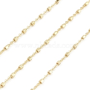Brass Boston Link Chains, with Square Beaded, Unwelded, with Spool, Real 18K Gold Plated, 1.5x1x0.2mm, 3.5x1.5x1.5mm(CHC-M025-16G)