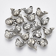 CCB Plastic Charms, Fish, Antique Silver, 11x14x5.5mm, Hole: 1.6mm, about 1330pcs/500g(CCB-R102-21AS)