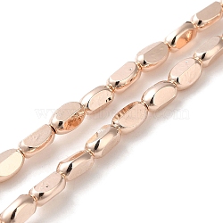 Electroplate Glass Beads Strands, Full Plated, Faceted Oval, Rose Gold Plated, 6x4.5x3mm, Hole: 1mm, about 50pcs/strand, 13.39 inch(34cm)(EGLA-P053-01A-FP05)
