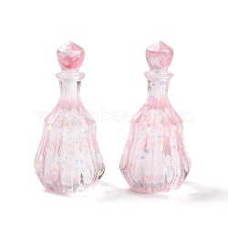 Dummy Bottle Transparent Resin Cabochon, with Sequins, Pink, 32x16mm(RESI-E025-06B)