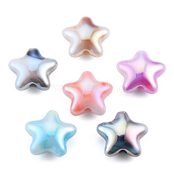UV Plating Rainbow Iridescent Acrylic Beads, Star, Mixed Color, 20x22x10.5mm, Hole: 3.2mm(X-PACR-T016-02)
