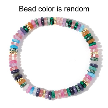 Vintage Style Random Gemstone Rondelle Beads Stretch Bracelets for Women Girls Gift