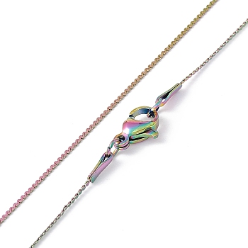 Ion Plating(IP) 304 Stainless Steel Serpentine Chain Necklace for Men Women, Rainbow Color, 19.69 inch(50cm)