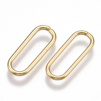 Brass Linking Rings, Nickel Free, Real 18K Gold Plated, 18.5x7x1mm, Inner Measure: 4.5x16mm