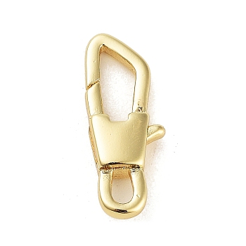 Zinc Alloy Lobster Claw Clasps, Long-lasting Plated, Real 14K Gold Plated, 18x7x3.5mm, Hole: 3x1.8mm