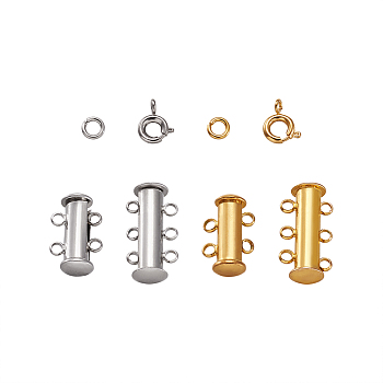 Brass Magnetic Slide Lock Clasps, Brass Open Jump Rings and Brass Spring Ring Clasps, Mixed Color