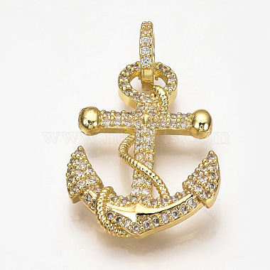 Golden Clear Anchor & Helm Brass+Cubic Zirconia Pendants