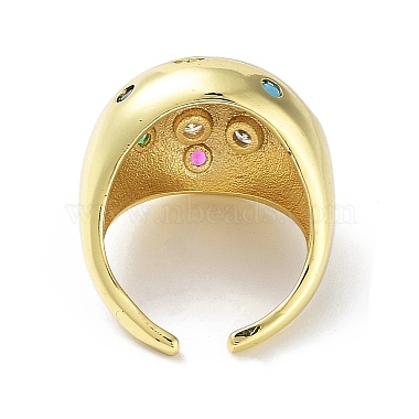 Brass with Colorful Cubic Zirconia Open Cuff Rings(RJEW-K255-03G)-3