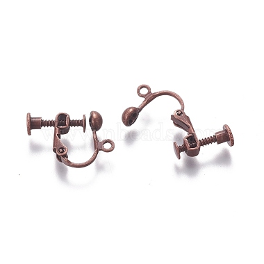 Accessoires de boucle d'oreille clips à vis en laiton plaqué avec pince spirale(KK-P169-04R)-2