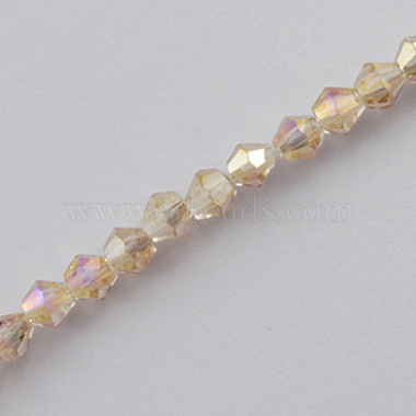 3mm Beige Bicone Electroplate Glass Beads