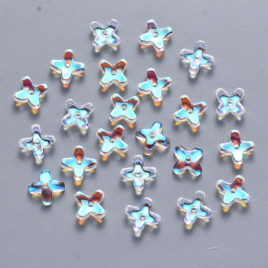 8mm Clear AB Clover Glass Beads