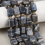 Natural Botswana Agate Beads Strands, Faceted, Cuboid, with Seed Beads, 14.5x9.5mm, Hole: 1.2mm, about 23pcs/strand, 15.75''(40cm)(G-P611-A01-02)