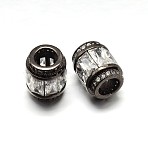 Column Brass Micro Pave Cubic Zirconia European Bead, Large Hole Beads, Lead Free & Nickel Free & Cadmium Free, Clear, Gunmetal, 12x10mm, Hole: 5.5mm(ZIRC-N017-20B-NR)