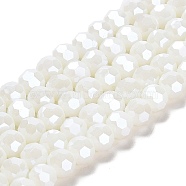 Electroplate Opaque Glass Beads Strands, Faceted(32 Facets), Pearl Luster Plated, Round, WhiteSmoke, 8mm, Hole: 1mm, about 66~69pcs/strand, 19.29~19.57 inch(49~49.7cm)(EGLA-A035-P8mm-A01)