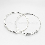 Adjustable Brass Expandable Bangle Making, Silver Color Plated, 64mm(BJEW-E218-01S)
