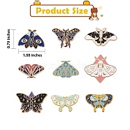 9Pcs 9 Style Butterfly Alloy Enamel Brooches, Enamel Pin for Backpack Clothes, Mixed Color, 15.5~30x27.5~34x9.5~10mm, 1pc/style(JEWB-SZ0001-12)