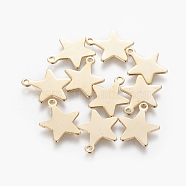 201 Stainless Steel Charms, Star, Golden, 15x12.5~13x0.5mm, Hole: 1.4mm(STAS-L233-031B-G)