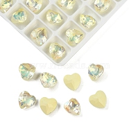 Pointed Back Glass Rhinestone Cabochons, Imitation Tourmaline, Faceted, Heart, Beige, 8x8x5mm(GGLA-S003-02F)