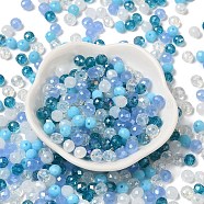Glass Beads, Faceted, Rondelle, Light Sky Blue, 6x5mm, Hole: 1mm, about 280pcs/60g(EGLA-A034-SM6mm-12)