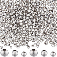 1200Pcs 3 Style 304 Stainless Steel Beads, Round, Stainless Steel Color, 4~6mm, Hole: 1.6~2.2mm, 400pcs/style(STAS-BBC0003-60P)