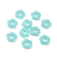 Resin Bead Frames, for Earrings Jewelry Accessories, Flower, Turquoise, 14x14.5x3.5mm, Hole: 1.6mm(RESI-WH0076-85F)