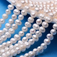 Potato Natural Pearl Bead Strands, Creamy White, 6~7mm, Hole: 0.8mm, about 56pcs/strand, 13.78 inch(35cm)(PEAR-E007-6-7mm-A-01A)
