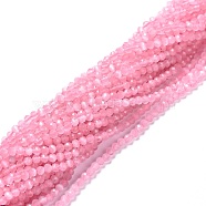 Cat Eye Beads Strands, Round, Faceted, Pink, 3mm, Hole: 0.2mm, 14.17 inch(36cm), 122pcs/strand(X-CE-I005-B13)