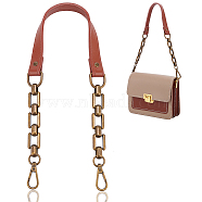 PU Leather Bag Straps, with Alloy Chain & Swivel Clasps, for Bag Replacement Accessories, Brown, 60.5cm(FIND-WH0111-395B)