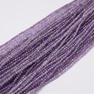 Natural Amethyst Beads Strands, Round, Faceted, 2mm, Hole: 0.5mm, about 220pcs/strand, 15.7 inch(40cm)(G-E347-09)