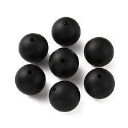Food Grade Eco-Friendly Silicone Beads, Baby Chew Teething, Round, Black, 15mm, Hole: 2mm(SIL-WH0013-01L)