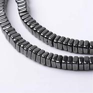 Non-Magnetic Synthetic Hematite Beads Strands, Square Heishi Beads, Hematite Plated, 4x4x2mm, Hole: 1mm, about 210pcs/strand, 15.7 inch(G-D800-01)