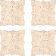 Olycraft Rubber Wood Carved Onlay Applique Craft, Unpainted Onlay Furniture Home Decoration, Flower, BurlyWood, 5x5x0.7cm(AJEW-OC0001-46)