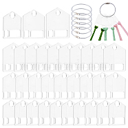 Elite 30Pcs 3 Style Acrylic Thread Winding Boards, Floss Bobbin, Thread Organizer Card for Cross-Stitch, with 6Pcs Stainless Steel Wire Keychain Clasps, Clear, Board: 38~45x30~50x2mm, Clasp: 150x2mm(FIND-PH0018-61)