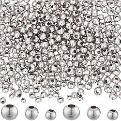 1200Pcs 3 Style 304 Stainless Steel Beads, Round, Stainless Steel Color, 4~6mm, Hole: 1.6~2.2mm, 400pcs/style(STAS-BBC0003-60P)